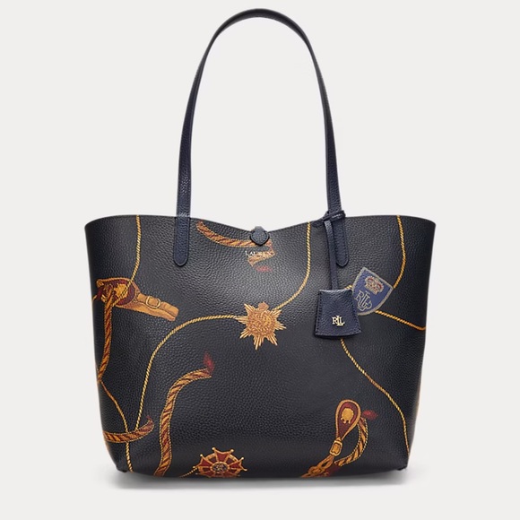 Lauren Ralph Lauren Reversible Nautical Navy tote‎ bag - Picture 7 of 16